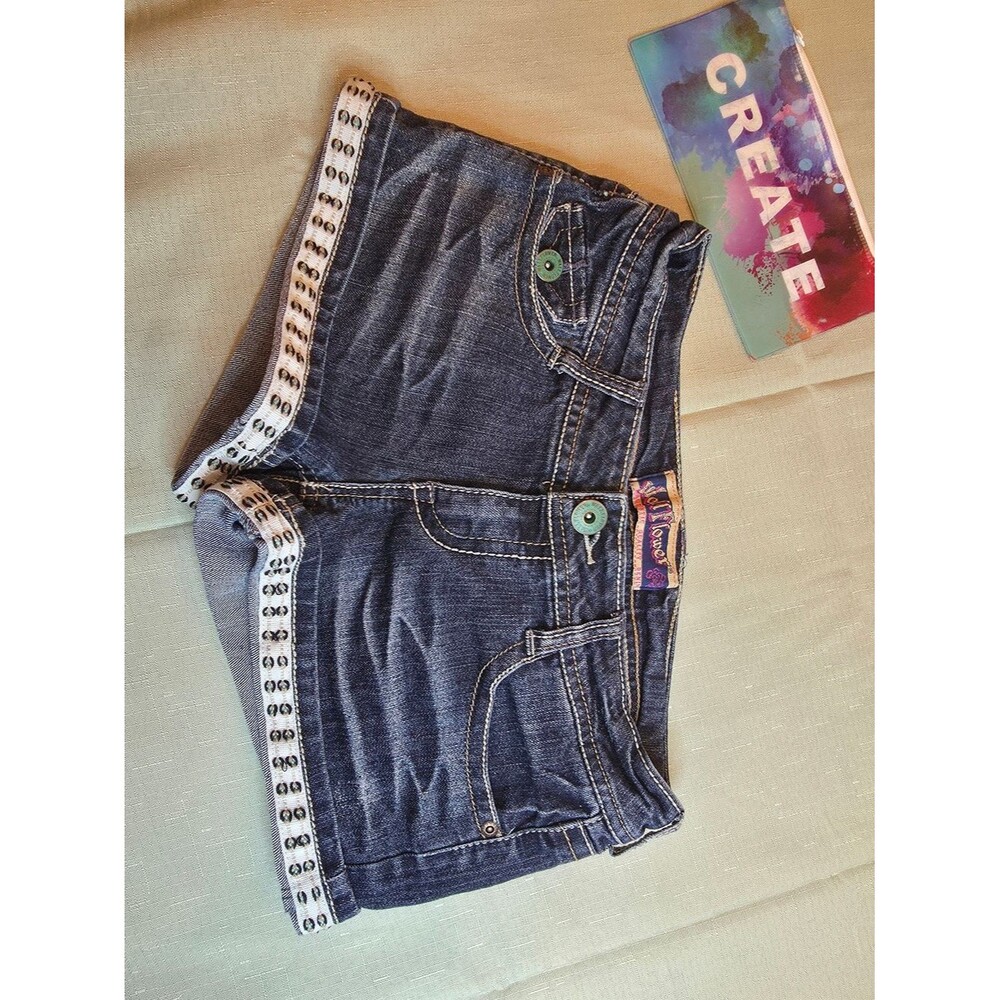 Wallflower Dark Blue Denim Shorts with Stud-Trim Size 3